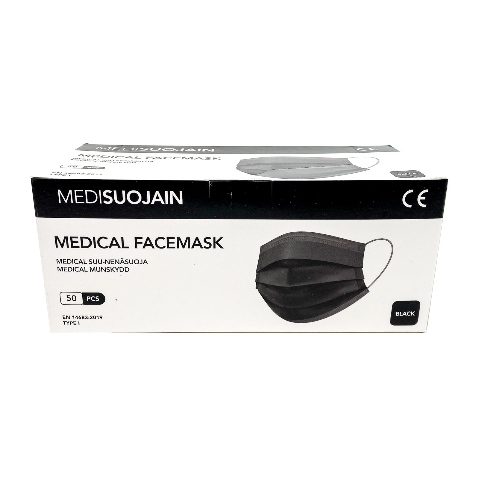 Svart Munskydd Type I 50-pack - DinaMunskydd